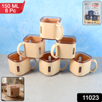 Premium Square Shape Tea Cup Set  6-piece (150 Ml)