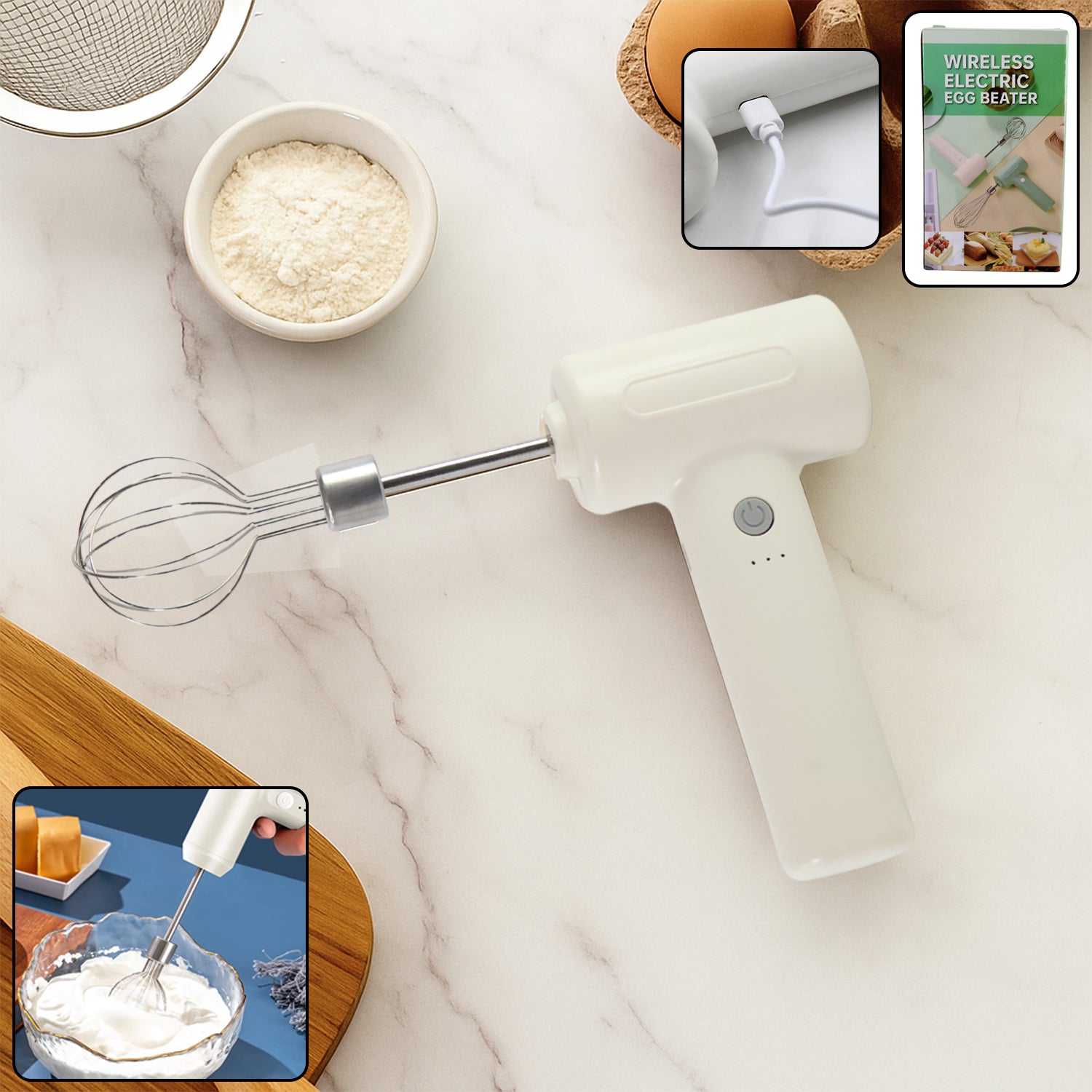 Cordless Electric Whisk  Egg Beater - (1 Pc)