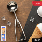 Premium Stainless Steel Ice Cream Scoop With Trigger Release Approx 70 Ml Capacity