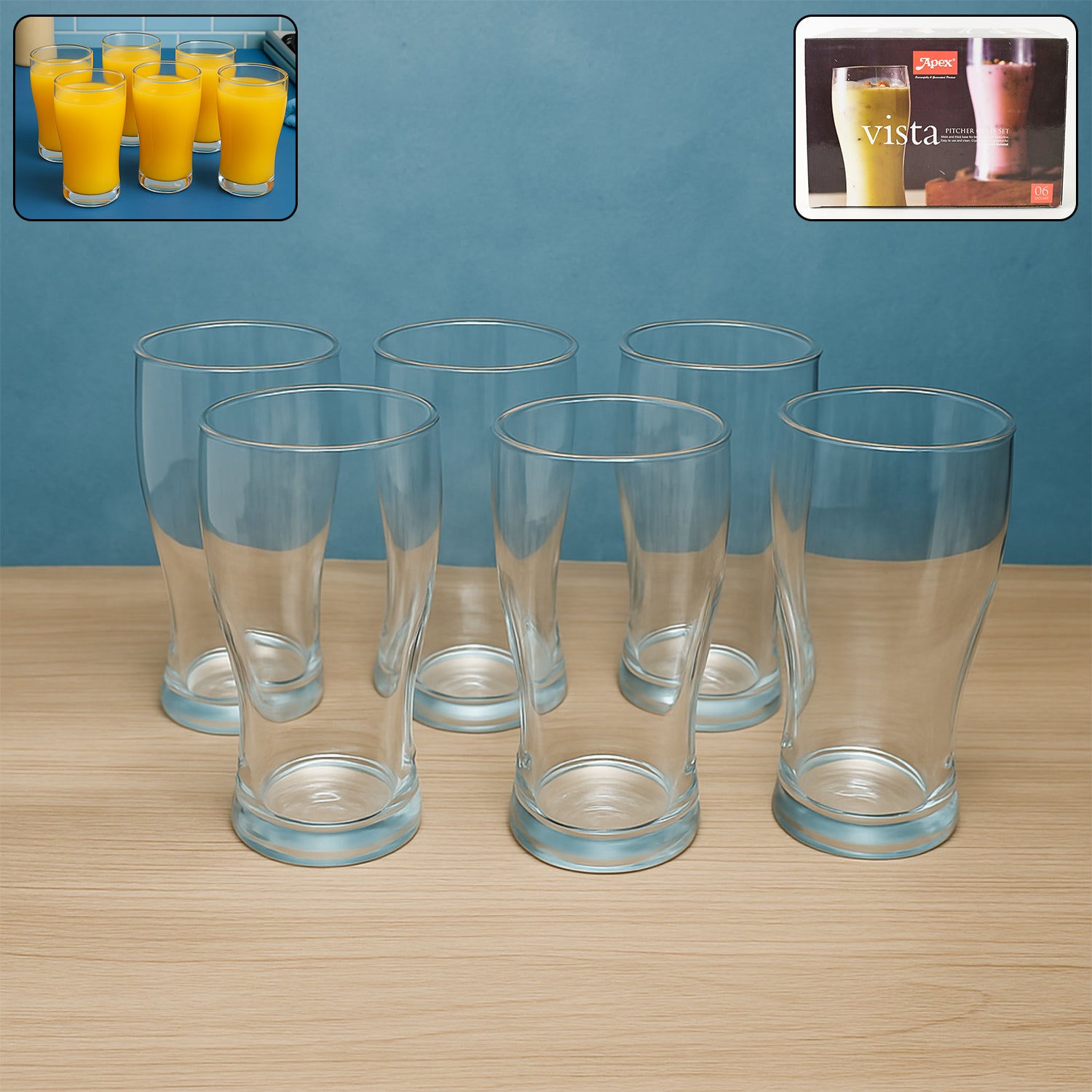 Apex Vista Unbreakable Pitcher Glass Set  350 Ml (Approx)  6-piece