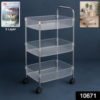 Apex Sapphire 3-layer Multipurpose Storage Trolley With Wheels