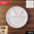 Vegnar 4 Compartment Disposable Food Serving Plate Set (10 Pc)