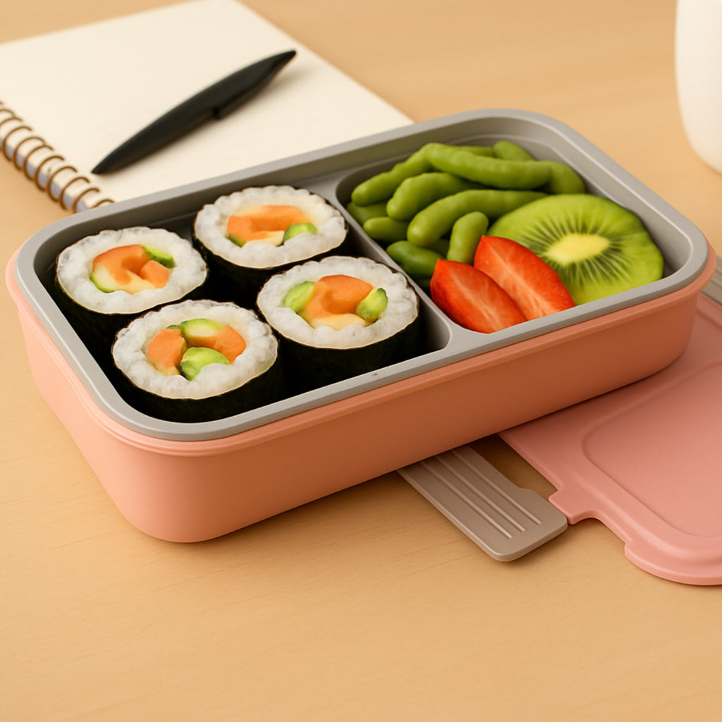 5583 Miracle Quick Lock Leak Proof 2 Compartment Stainless Steel Lunch Box Inner Plate Reusable Microwave Freezer Safe Lunch Box Trendy Thermal Insulation Leak Proof For Office Vacuum Tiffin Box For Boys  Girls  School  Office Women And Men
