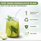 Plastic Reusable Glass Straws Clear Glass Drinking Straw 5pc