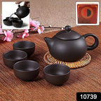 Premium Black Clay  Ceramic Tea Set With Teapot  4 Cups