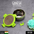 8139 Ganesh Solo Round 400 Stainless Steel Leak Proof Airtight Lunch Pack For Office  School Use