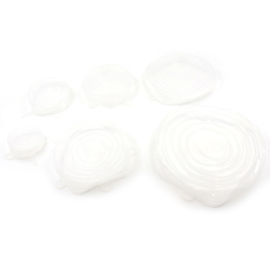 5752 Silicone Stretch Lids Food Cover For Freezer Microwave Oven Dishwasher Safe Fresh-keeping Flexible Covers For Utensils Dishes Plates Jars Cans Mugs Bowl Covers Food Safety Seal Lids (6 Pcs Set 95 Gm )