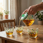 Elegant Glass Tea Pot With Matching Cups Set (1 Set)