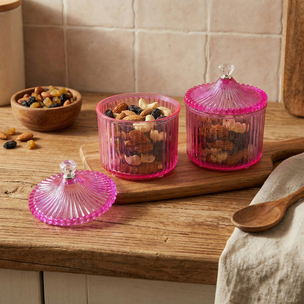 Plastic Luxury Transparent Dry Fruit Storage Jars  (2 Pc)