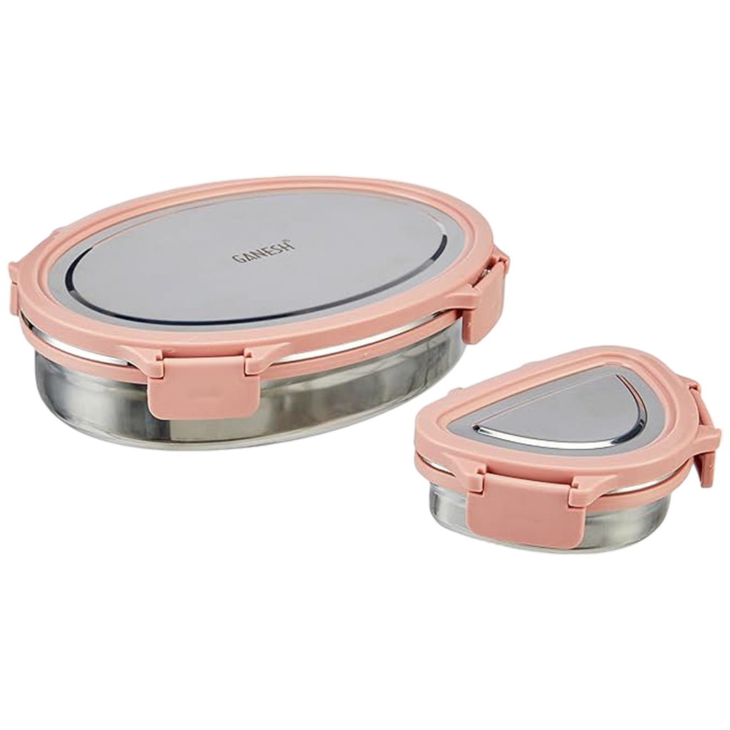 Ganesh Classy 2-piece Stainless Steel Lunch Box Set