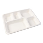 5-compartment Rectangle Lunch Compostable Bagasse Plate  10 Pcs Pack