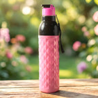 Plastic 1000 Ml Approxdiamond Pattern Leakproof Water Bottle (1 Pc)