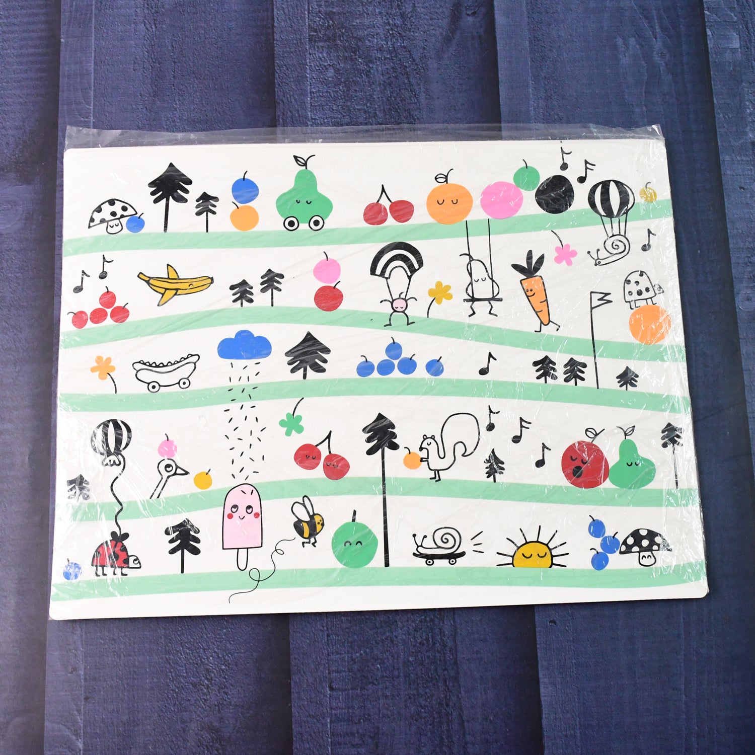 Colorful Cartoon Printed Dining Table Placemats For Kids (4 Pc  40x30 Cm)