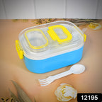 Durable Plastic Lunch Box For Kids With 2 In 1 Spoon Fork (1 Pc)