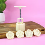 Mooncake Press Mold With 4 Stamps Set