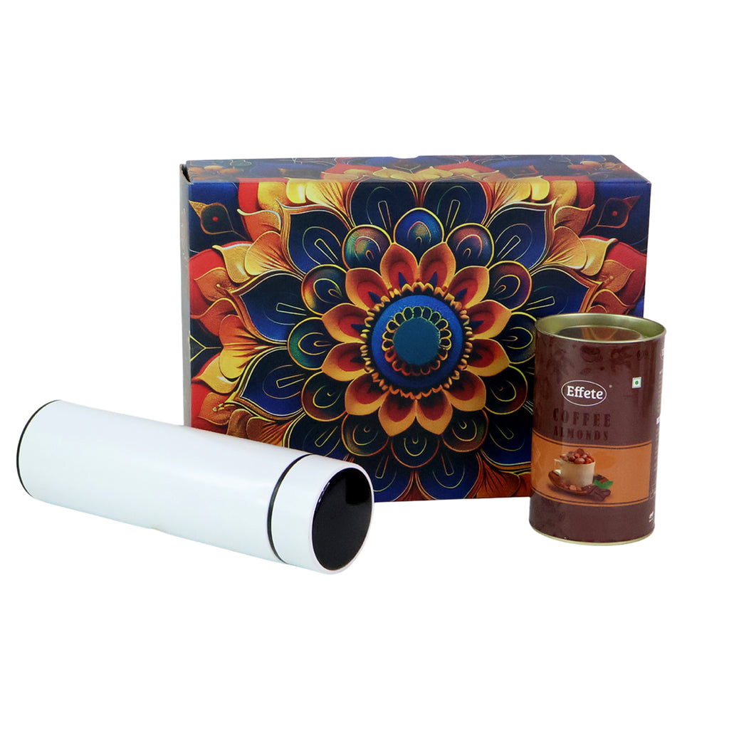 Effete Coffee Almonds Gift Hamper Golden With Bottle (2 Pc Set)