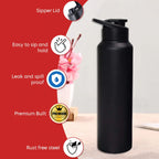 Stainless Steel 1000ml Flip-top Reusable Sports Water Bottle  1 Pc