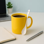 Elegant Ceramic Mug With Matching Spoon