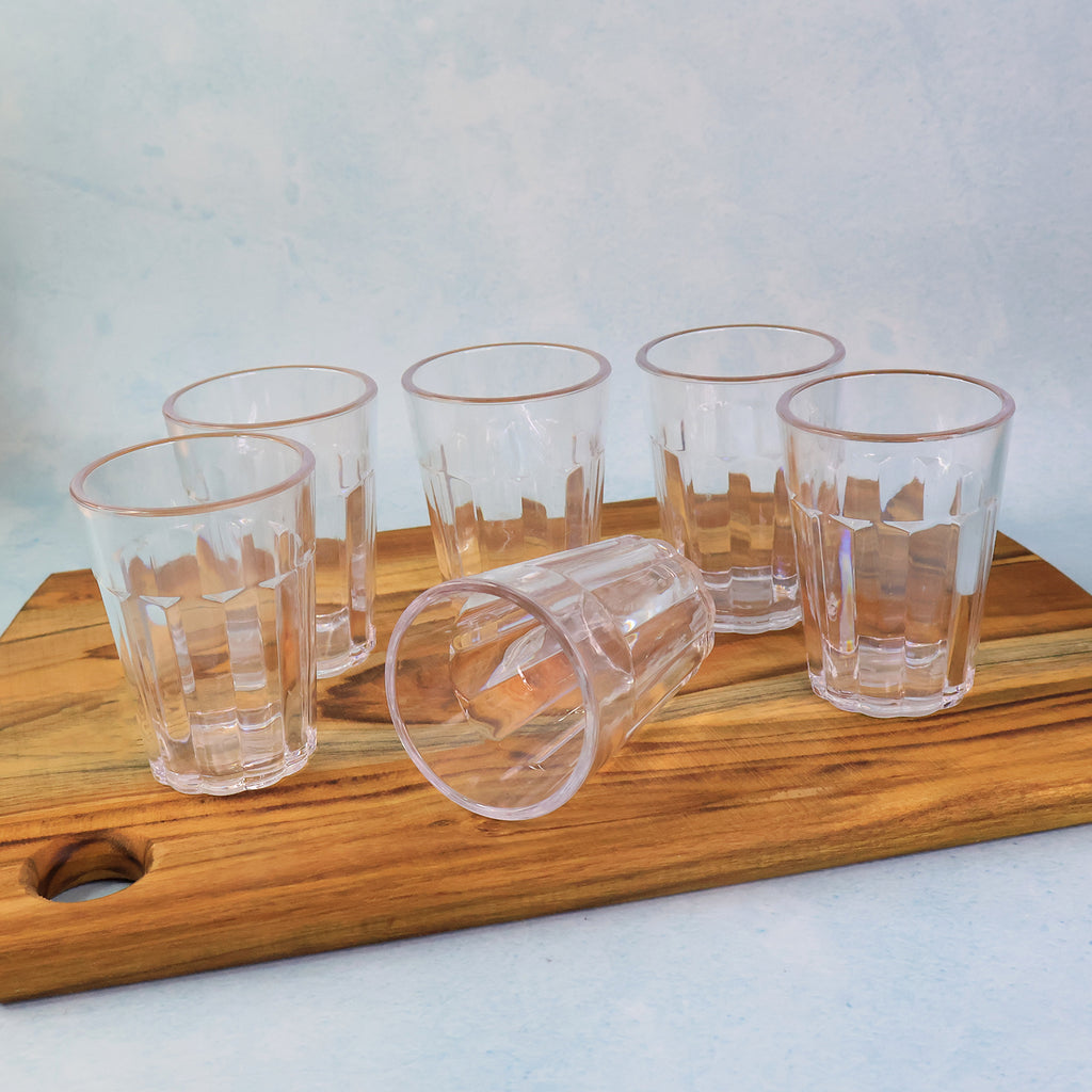 Supermom Plastic Chai Pyali Transparent Tea Glass Set (130ml  6 Pc)